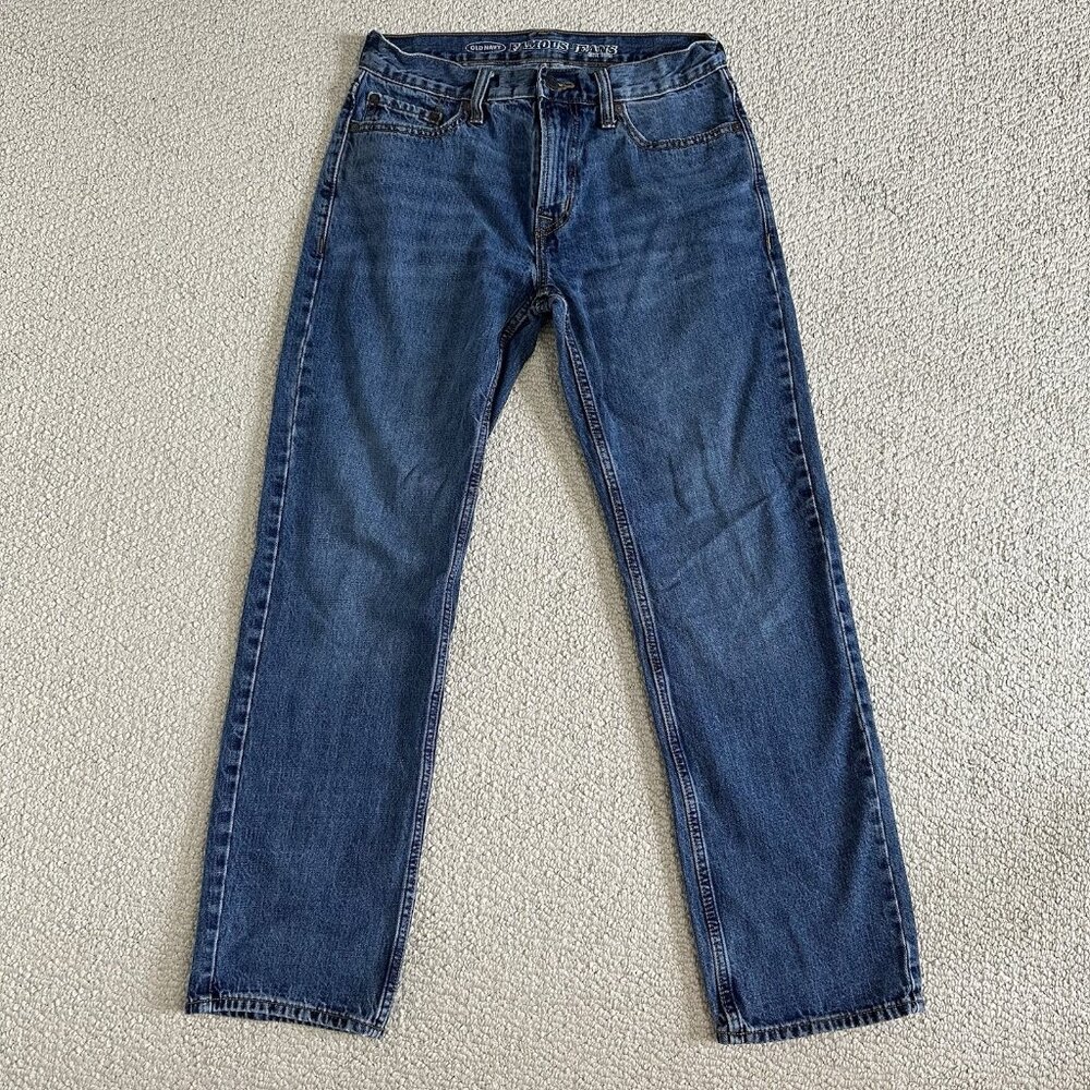 Old Navy Blue Jeans Size 28x30 Loose Ample Straight Leg Famous